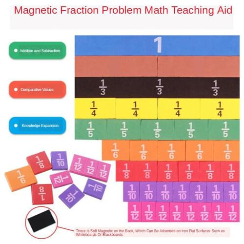 Magnetic Fraction Tiles Rainbown Math Learning Blocks Visual Aids for Kids