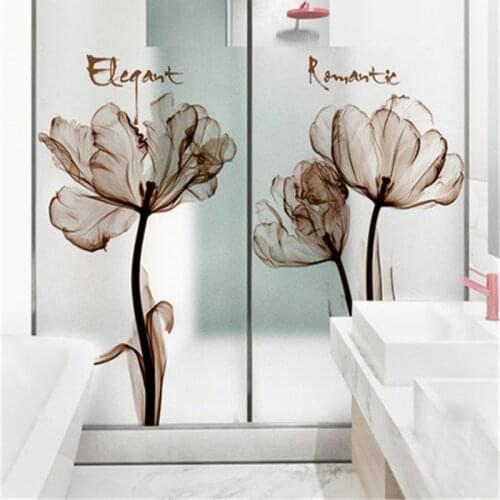 Sand painting flower pattern frosted opaque glass film bathroom living room bedroom balcony door window film