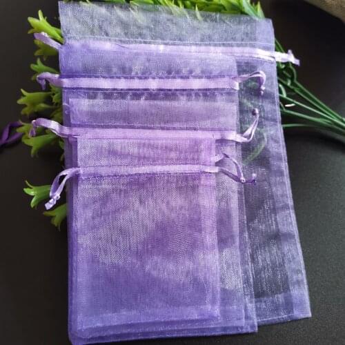 Wholesale Bags 100 Pcs Purple Small Jewelry Bag Packaging Bags Drawstring Organza Bags Jewelry Travel Bag Pouches Gift Bags
