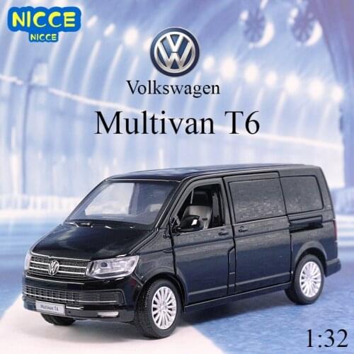 1:32 Zinc Alloy Bus Volkswagen Multivan T6 Van Alloy Toy Car Diecast MPV Model Sound Light Pull Back Children Gift Boys For Toys