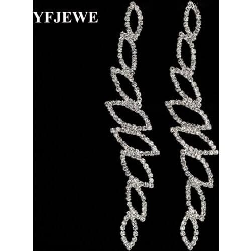 YFJEWE Trendy Women Elegant Long Drop Earrings for Women Crystal Pendant Earring Jewelry Bridal Wedding Party Accessories E391