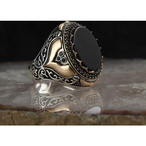 Onyx Stone Men 'S Silver Ring