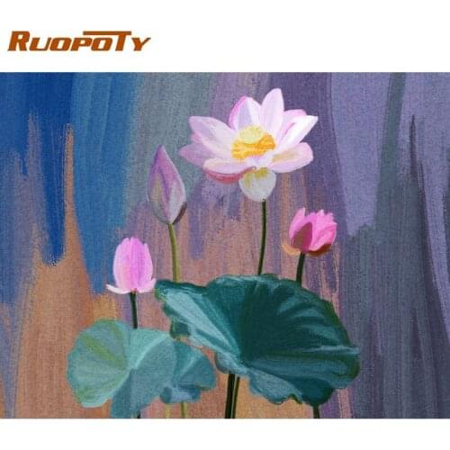 RUOPOTY Frame Picture Lotus Diy Painting By Numbers For Adults Flowers Wall Art Coloring By Numbers Diy Home Decors Acrylic Gift