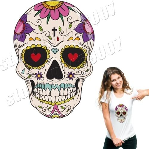 Crazy Skull Stickers For Jeans Delicate Handmade Washable Iron On Patches Applique DIY Washable Waterproof On Clothing