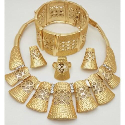Longqu bridal African bead jewelry sets fashion wedding engagement jewelry Gold-color 2019 jewelry accessories necklace earrings