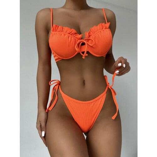 New Sexy Bikini 2021 Swimwear Women Solid Push Up Bandage Bikinis Set Swimming Bathing Suit Beachwear Brazilian Swimsuit Women