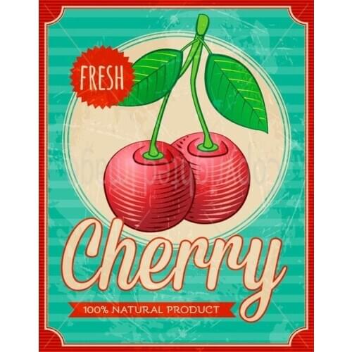 FRESH CHERRY LARGE METAL TIN SIGN POSTER VINTAGE STYLE WALL PLAQUE Vintage Metal Signs
