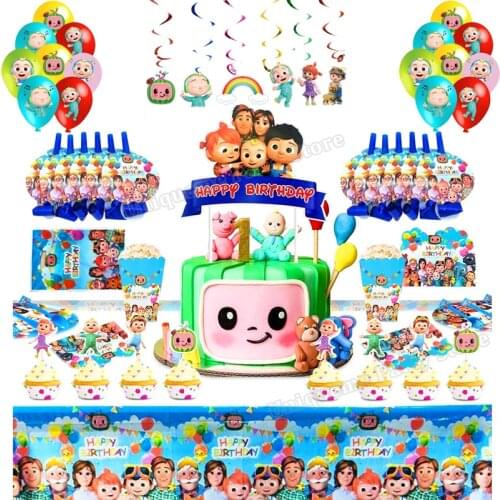 Cocomelon Baby Theme Party Supplies Happy Birthday Disposable Tableware Cup Plate ABC Kid TV Party Banner Balloon DIY Decoration