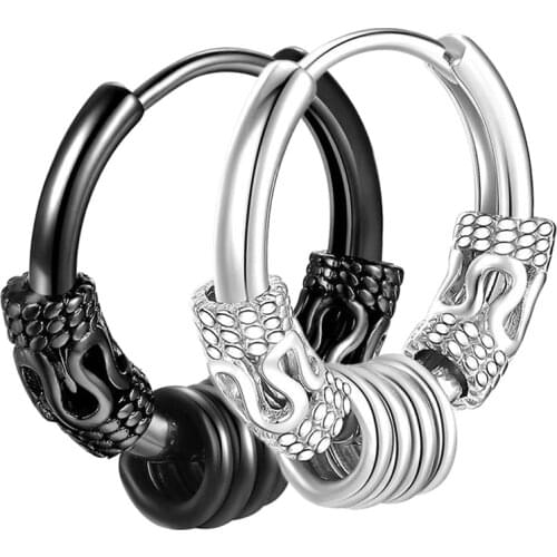 Punk Personality Men Womens Stainless Steel Circle Earrings Small Circle Metal Ball Anti-allergic Buckle Earrings Unisex Jewelry