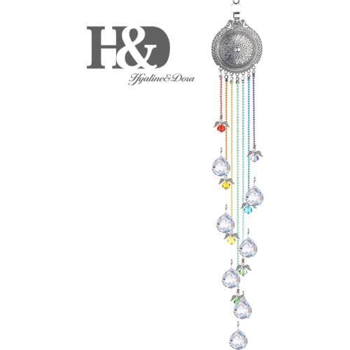 H&D Hanging Suncatcher Pendants Crystal 20mm Ball Prisms Angel Lotus Charms Sun Catcher Rainbow Maker Home Window Wedding Decor