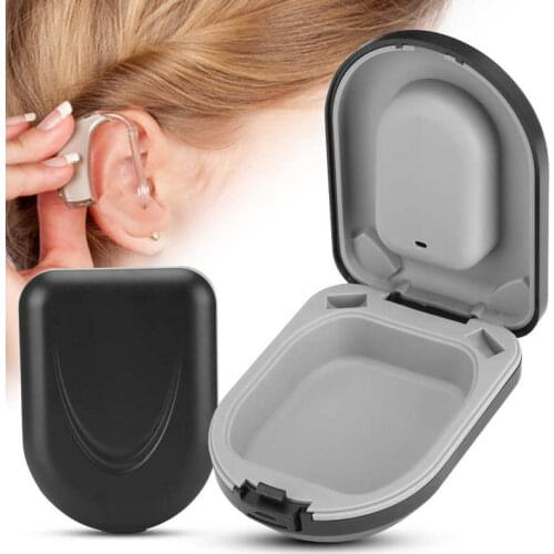 Portable Hearing Aid Case Waterproof Protective Box Drop Resistance Hearing Aid Storage Box Black Ear Care Supplies
