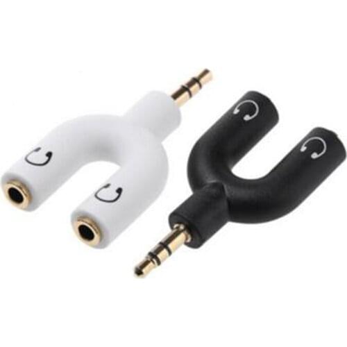 2pcs 3.5mm Jack Headphone Splitter 1 Divided Into 2 Couples Share Connector Double One Turn Two Cable Jack 3.5mm Audio Adapter