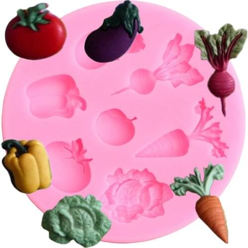 Radish Cabbage Tomato Eggplant Cupcake Topper Fondant Mould Cake Border Silicone Cake Decorating Tools Candy Clay Chocolate Mold