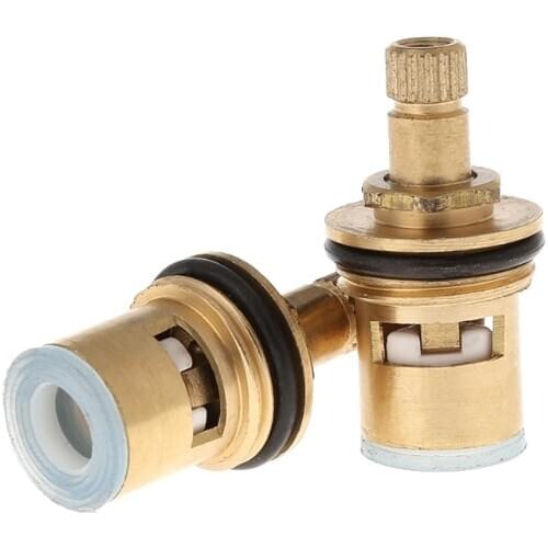 2 Pcs Faucet Replacement Brass 1/4 Turn G1/2" Ceramic Disc Cartridge Hot Cold Tap Valve Q84D