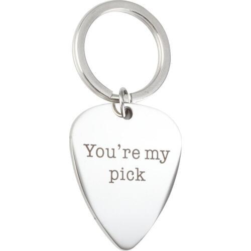 Europe And America Charm Stainless Steel Key Chain Jewelry You`re my pick Guitar Pick Pendant Key Chain Jewelry