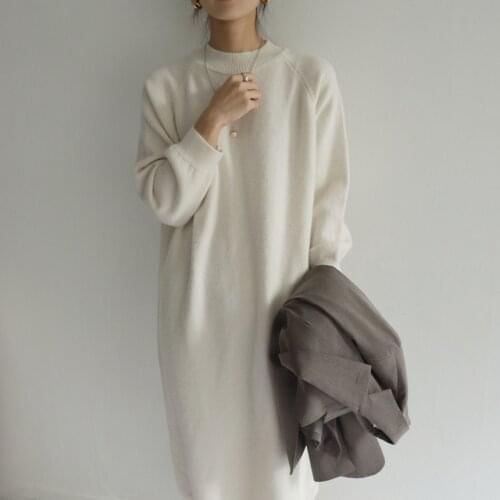 Red White Black Solid Winter Pollover Warm Sweater Dress Women Thick Woman Jumper Dresses Knitted 2021 Casual Korean Knitwear