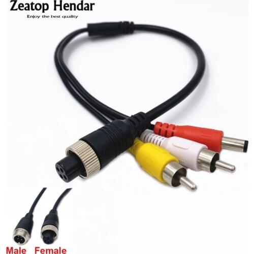 1Pcs M12 4Pin Aviation Head Female Plug to 2 RCA + DC Male Extension Cable Adapter for CCTV Camera Security DVR Microphone 35CM