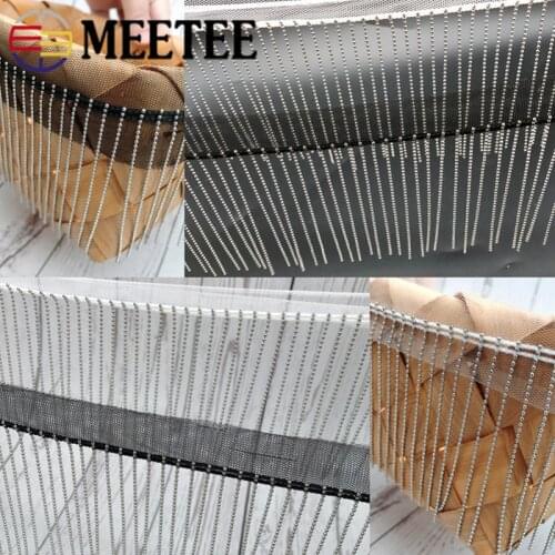 1Yard Meetee 3/6/9/14cm Metal Beaded Fringe Trim Tassel Lace Mesh Fabric for Crafts Denim Clothing Bags Decoration Accessories