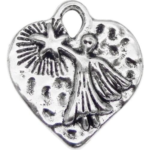 10pcs/lot Love Hearts Charms 18*20mm Metal Alloy Dangle Earrings Pendant Vintage Bracelet Charms Jewelry Finding Handmade Gift