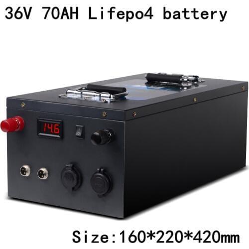 36v 70ah lifepo4 battery pack Waterproof with 100A BMS For solar RV photovoltaic boat trolling motor lbs + 10A charger