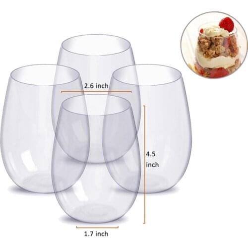 4Pcs New High Quality 463ml Unbreakable Wine Glasses Shatterproof Plastic Glass Safe Reusable Transparent Fruit Juice Beer Cup