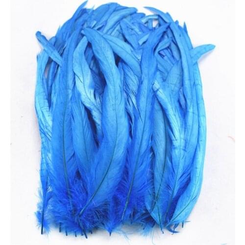 50Pcs/Lot Lake Blue Rooster Tail Feather Rooster Feather 25-30CM 10-12" Pheasant Feathers for Crafts Wedding Decoration Plumas