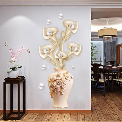 60*130cm 3d Vase Wallpaper Pvc Wall Sticker Flower Living Room Bedroom Wall Decals Adhesive Poster Mural
