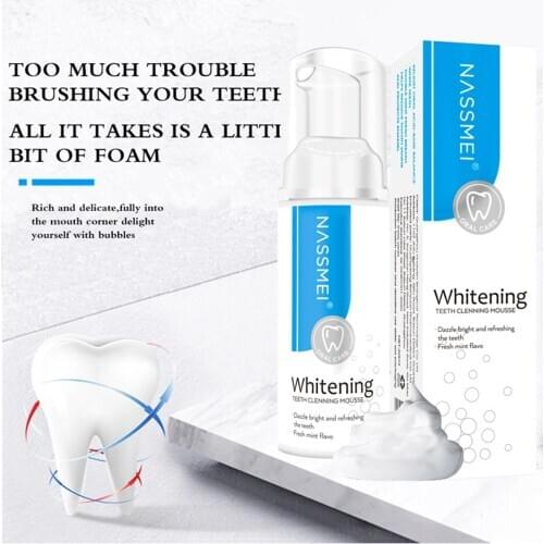60ml Natural Tooth Whitening Toothpaste Stain Removal Repairing Ultra-fine Mousse Foam Deeply Cleaning
