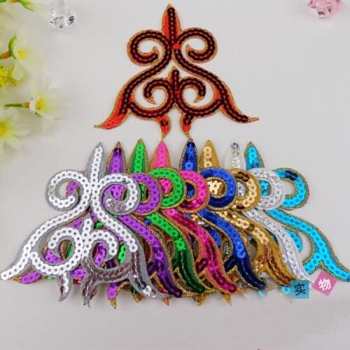 60 Pieces Sequined Cosplay Costume Appliqued Patches 3D Gold Venise Flower Trim Iron On Vintage Flower 10*9.5CM
