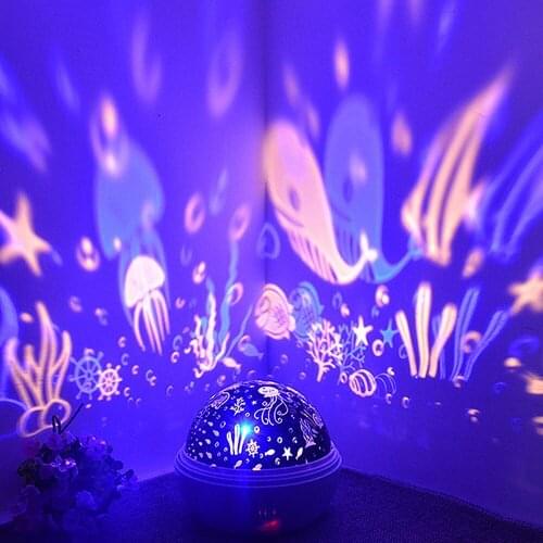 8 Colors Rotating Star Projector Night Light Luminaria Ocean Lamp Baby Night Sleeping Nursery Lamp For Baby Kids Christmas Gift
