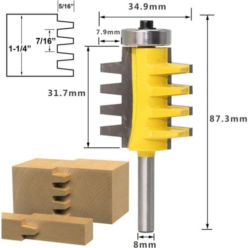 8Shank Reversible Finger Joint Glue Router Bit Cone Tenon Woodwork Cutter Power Tools Wood Router Cutter