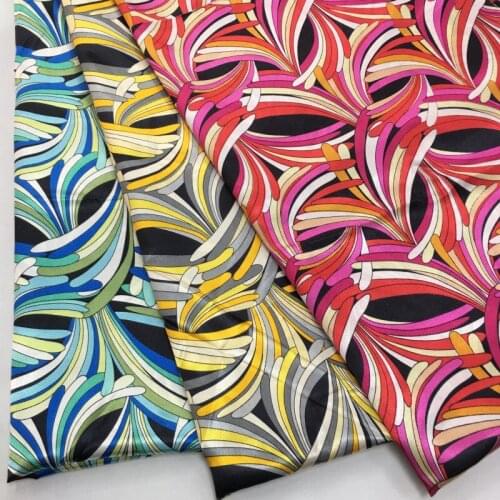 Abstract printed satin fabric by yard clothing accessories fabrics