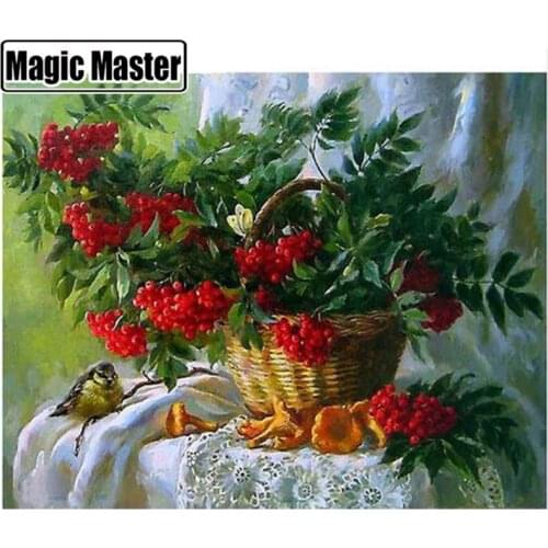 DIY 5D Diamond Mosaic Diamond Painting Cross Stitch Floral Baskets Kit Diamonds Embroidery round Drill Home Decoration flower