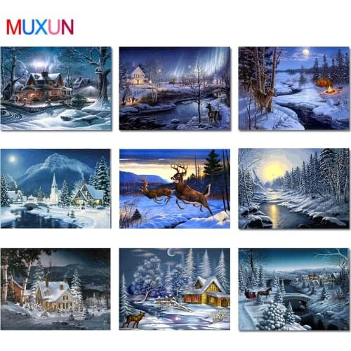 Diamond Painting Winter Full Square Diy Diamond Mosaic Scenery Cross Stitch Diamond Embroidery Decor Landscape Rp568