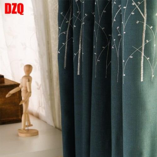 American Pastoral Cotton and Linen Embroidered Bay Window Shade Window Curtains Fashion Voile Curtains for Bedroom Living Room