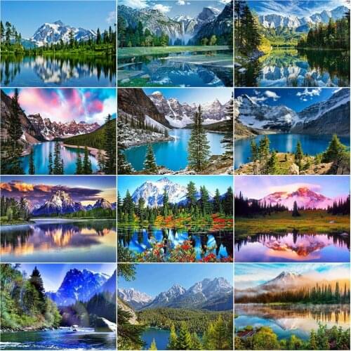 AZQSD 5D Diamond Painting New Arrivals Mountain Picture Of Rhinestones Diamond Embroidery Sale Lake Needlework Decor For Home