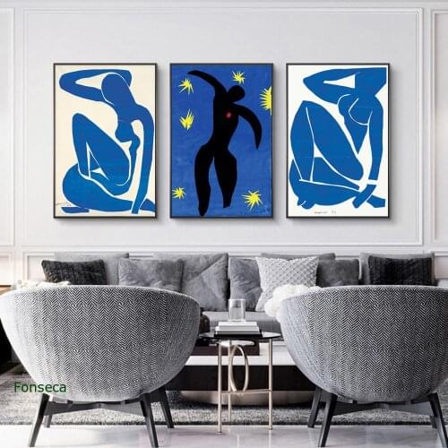 Blue Nudes Famous Art Canvas Paintings On the Wall Abstract Figure Posters And Prints Nude Pictures For Living Room