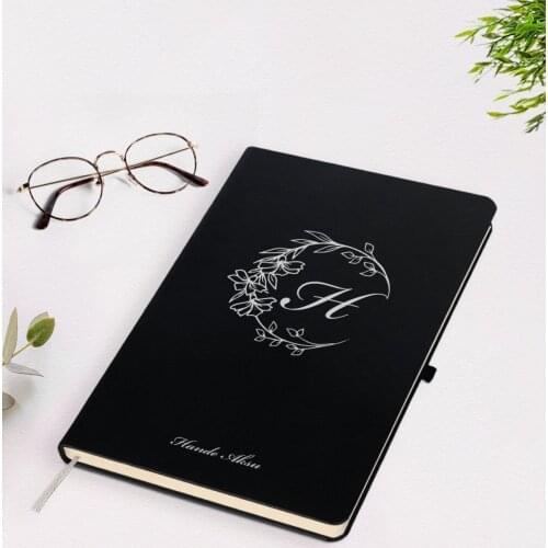 Personalized Head Letter Name Design Black Notebook-4