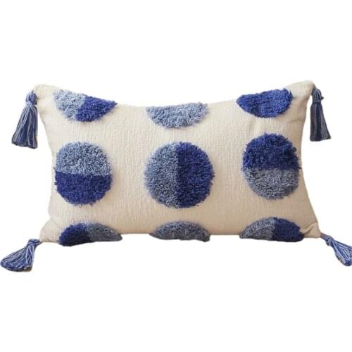 30x50cm Boho Tribal Lumbar Throw Pillow Case Geometric Spherical Hand Woven Tufted Tassels Decorative Cushion Cover