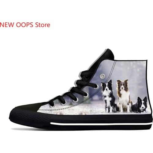 Border Collie Animal Pets Dog Cut kawaii Fashion Lightweight High Top Canvas Shoes Men Women Casual Breathable Sneakers