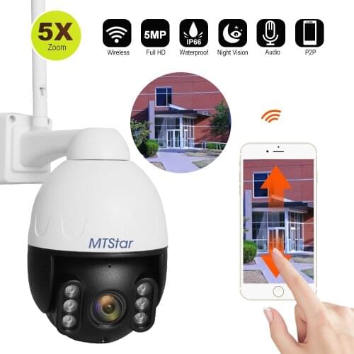 MTStar 2.5 inch 5MP/3MP/2MP 5X Zoom WIFI IP PTZ Camera Support up to 128G TF Card P2P Onvif IR 60m 100% metal
