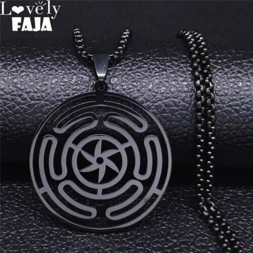 2021 Whirlpool Viking Stainless Steel Chain Necklaces Pendants Black Color Long Necklace for Men Jewelry kolye erkek N20357
