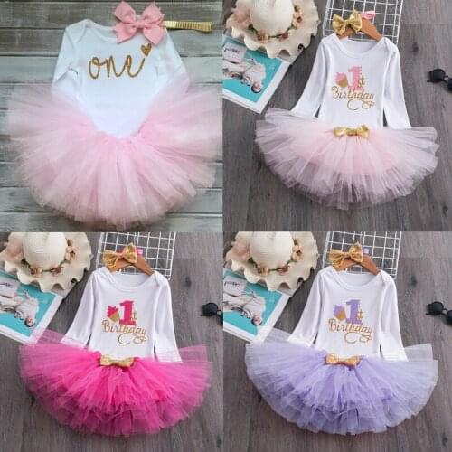 Clothing Sets for Newborns 1st Birthday Party Costumes Baptism Dress for Baby Girls Tulle Gown Toddler Clothes 2Pcs Sets