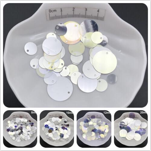 30g 8mm 10mm 12mm 15mm 20mm Flat Crystal Voilet Round Loose Sequins Glitter Paillettes For Clothes,Hat,Shoes DIY Wholesale