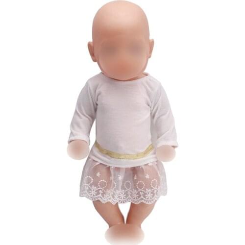 Doll clothes simple lace white dress fit 43 cm baby dolls and 18 inch Girl dolls accessories f229-f230