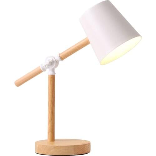 Wood Powder White Black Modern Table Light E27 SimpleBedroom Bedside Lamp Led Desk Lamp Decorated Reading ChildrenTable Lamp
