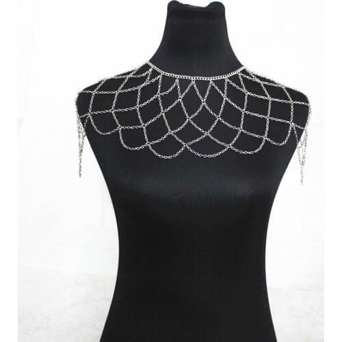 New Arrival Gold Color Nets Multilayer Luxury Double Shoulder Chain Sexy Women Body Chain Jewelry
