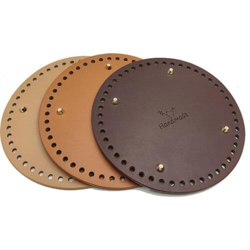 Fashion 20cm Soil Color Woven Bag Luggage Accessories Bottom Plate 6 Mm Hole Hand Hook Plain Round Logo For DIY Handbag