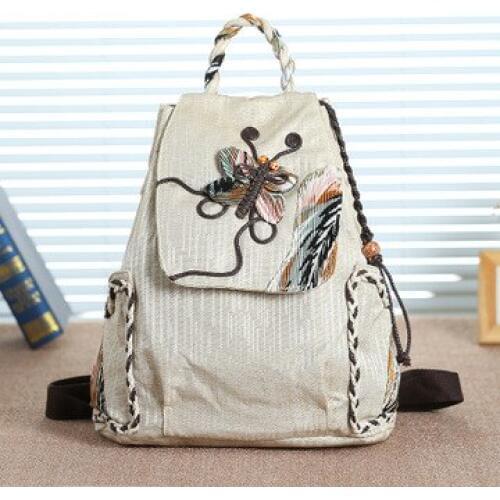 Fashion national string appliques women shopping backpacks!Nice prints lady cover backrack All-match Original canvas backruck