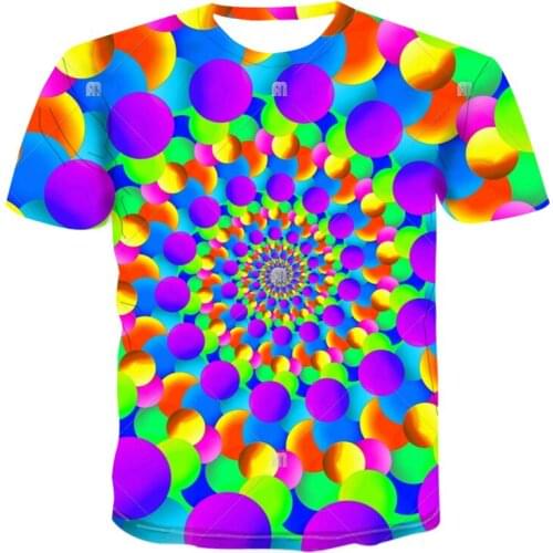 2021 Autumn New 3DT Shirts for Men Short Sleeve Interesting Fashion Colorful Pattern T-shirtmens O-neck Loose Streetwear